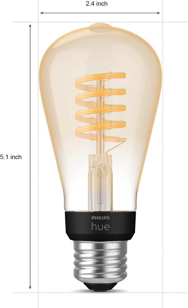 Philips Hue 7W ST19 White Ambiance LED Smart Vintage Edison Filament Bulb, Warm - Pack of 1 - E26 - Control with App - Compatible with Alexa, Google Assistant and Apple HomeKit - Image 6