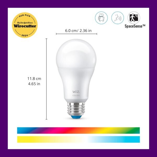 WiZ Connected 60W A19 LED Smart Light Bulbs - Connects to Your Wi-Fi - E26 Smart Bulb - Control with Voice or App + Activate with Motion - Matter Compatible - 2 Pack - Image 2