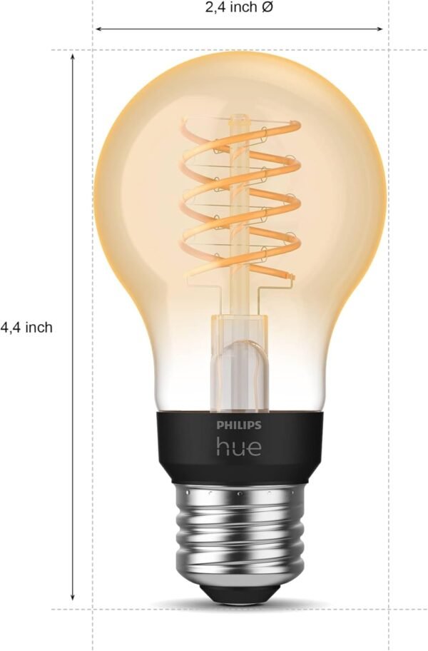 Philips Hue Smart 40W A19 Filament LED Bulb - Soft Warm White Light - 1 Pack - 550LM - E26 - Indoor - Control with Hue App - Compatible with Alexa, Google Assistant and Apple Homekit. - Image 6