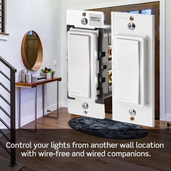 Leviton Decora Smart Switch, Wi-Fi 2nd Gen, Neutral Wire Required, Works with Matter, My Leviton, Alexa, Google Assistant, Apple Home/Siri & Wired or Wire-Free 3-Way, D215S-1RW, White - Image 6