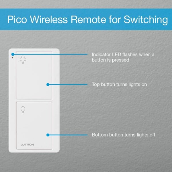 Lutron Caseta Smart Lighting Kit w/ Original Switch, Pico Remote, Wallplate, and More, for Light Bulbs, Works w/ Alexa, Apple Homekit, Google Home (Hub Required), 5A, Neutral Required, P-PKG1WS-WH - Image 15