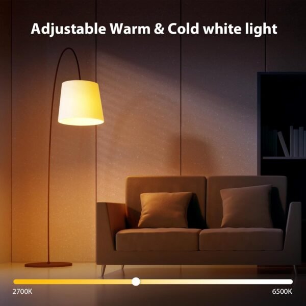 Smart Light Bulbs Dimmable, 9W E26 LED Smart Bulb Music Sync RGB Color Changing 2700-6500K Tunable White, RGBCW Bluetooth Light Bulb with App Control for Party Home 60W Equivalent 1 Pack - Image 4