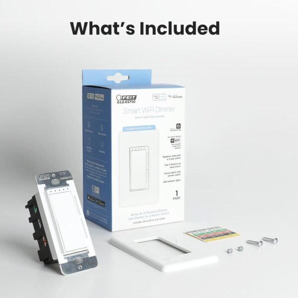 Feit Electric Smart Dimmer Switch, Neutral Wire Required for Installation, Compatible with Amazon Alexa and Google Assistant, Smart Dimmer Light Switch, White, Model:DIM/WiFi - Image 7