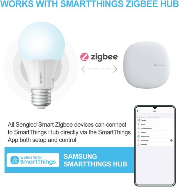 Sengled Zigbee Smart Light Bulbs, Smart Hub Required, Works with SmartThings and Echo with built-in Hub, Voice Control with Alexa and Google Home, Daylight 60W Equivalent A19 Alexa Light Bulb, 4 Pack - Image 5