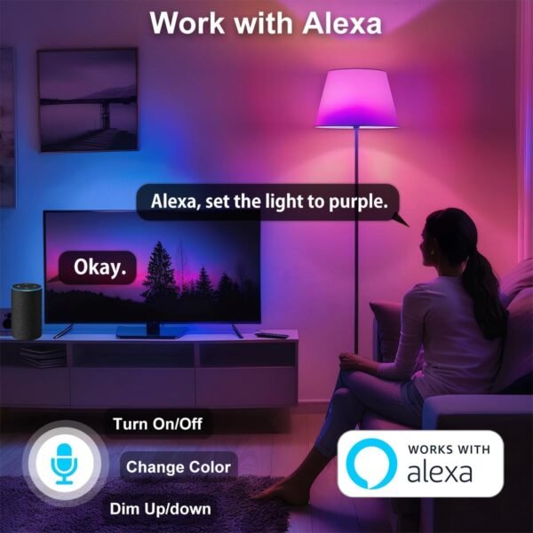 ILC Smart Light Bulb 10W (70 Watt Equivalent) Compatible with Alexa Only, 900 Lumens, Color Changing Warm White 2700K (2 Pack) - Image 2