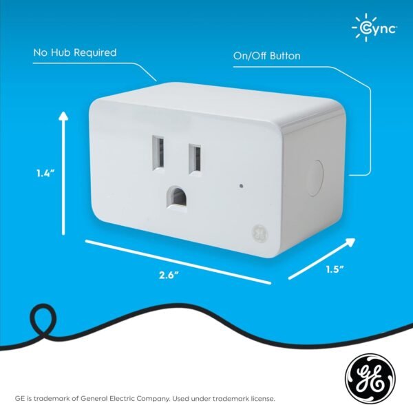 GE Cync Smart Indoor Plug, Smart Outlet Control, WiFi Outlet, Matter Compatible, Compatible with Alexa and Google Home - Image 7