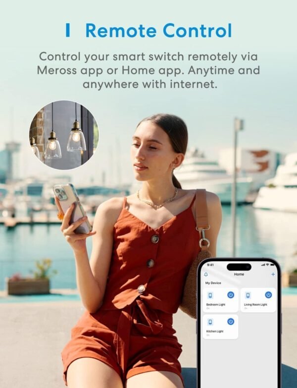 Meross Smart Light Switch Supports Apple Homekit, Siri, Alexa, Google Assistant & SmartThings, 2.4Ghz WiFi Light Switch, Neutral Wire Required, Single Pole, Remote Control Schedule, 2 Pack - Image 8