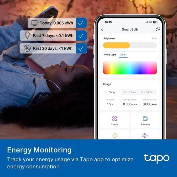 Tapo TP-Link Smart Light Bulbs, 1100 Lumens High Brightness (75W Equivalent), Matter-Certified, 16M Colors WiFi Light Bulb, Dimmable, Works w/Siri, Alexa & Google Home, A19 E26, L535E(2-Pack) - Image 11