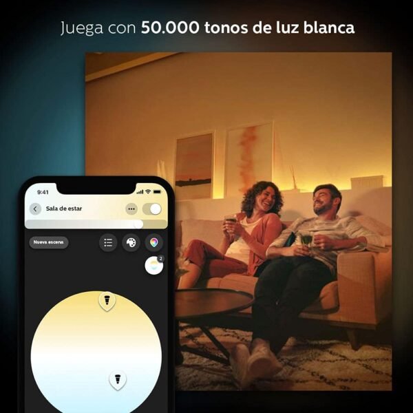Philips Hue 2-Pack White Ambiance BR30 60W Equivalent Dimmable LED Smart Flood Light (Works with Alexa Apple and Google Assistant) (466508) - Image 3