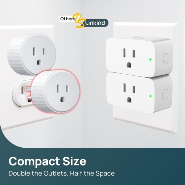 Linkind Matter Smart Plug, Work with Apple Home, Siri, Alexa, Google Home, SmartThings, Smart Outlet 15A/1800W Max, Smart Home Automation, APP Remote Control,Timer&Schedule, 2.4G Wi-Fi Only, 4 Pack - Image 8