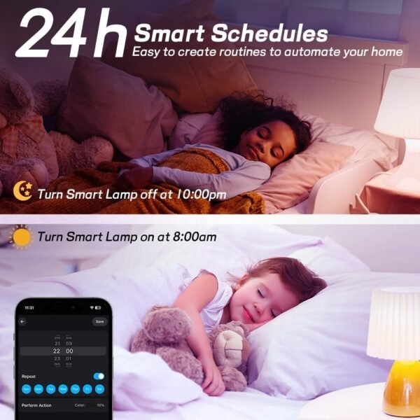Smart Led Light Bulbs, Wi-Fi Magic Home Light Bulbs for Alexa & Google Assistant, E26, A19 Music Sync Color Changing Light Bulb, APP Remote Control on/off, Wireless, Bluetooth, 800LM, 60W,4Pack - Image 3