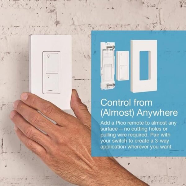 Lutron Caseta Smart Lighting Kit w/ Original Switch, Pico Remote, Wallplate, and More, for Light Bulbs, Works w/ Alexa, Apple Homekit, Google Home (Hub Required), 5A, Neutral Required, P-PKG1WS-WH - Image 5