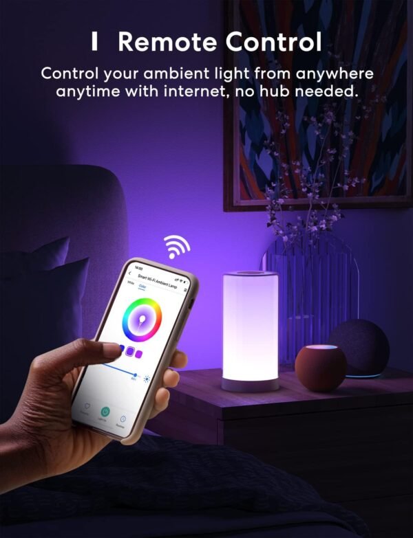 meross Smart WiFi Table Lamp, Bedside Lamp, Compatible with Apple HomeKit, Siri, Amazon Alexa and SmartThings, Tunable White and Multi-Color, Touch Control, Voice and App Control Large - Image 2