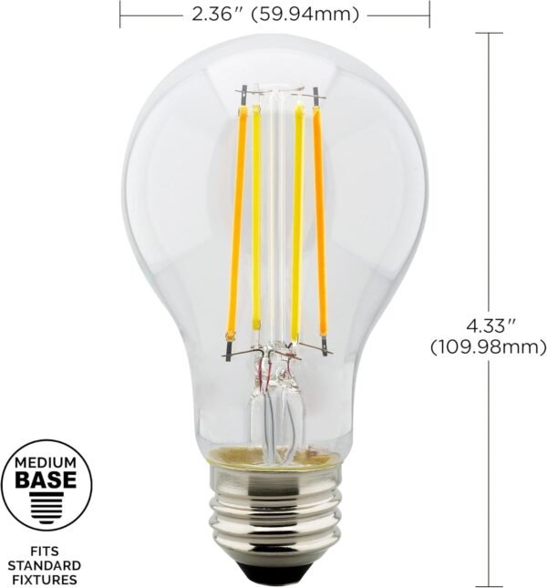 Satco S11250/04 Starfish Tunable White WiFi Smart LED Light Bulb, Works with Siri, Alexa, Google Assistant, SmartThings, Clear, A19, 4 Pack - Image 5