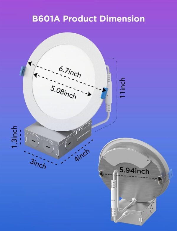 Govee Smart Recessed Lighting 6 Inch, Wi-Fi Bluetooth Direct Connect RGBWW LED Downlight, 65 Scene Mode, LED can Lights Work with Alexa & Google Assistant with Junction Box, 1100 Lumen, 4 Pack - Image 7