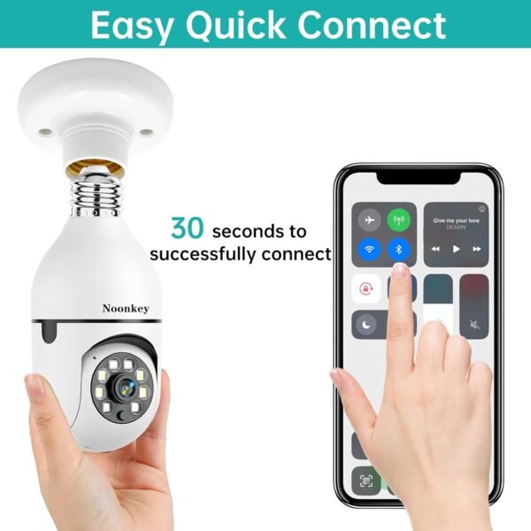 2K/3MP Light Bulb Security Camera, 5G& 2.4GHz WiFi Alexa E27 360° Light Socket Camera for Outdoor, Wireless WiFi Home IP Camera with Motion Tracking Alarm, Color Night Vision,Two-Way Talk. - Image 2