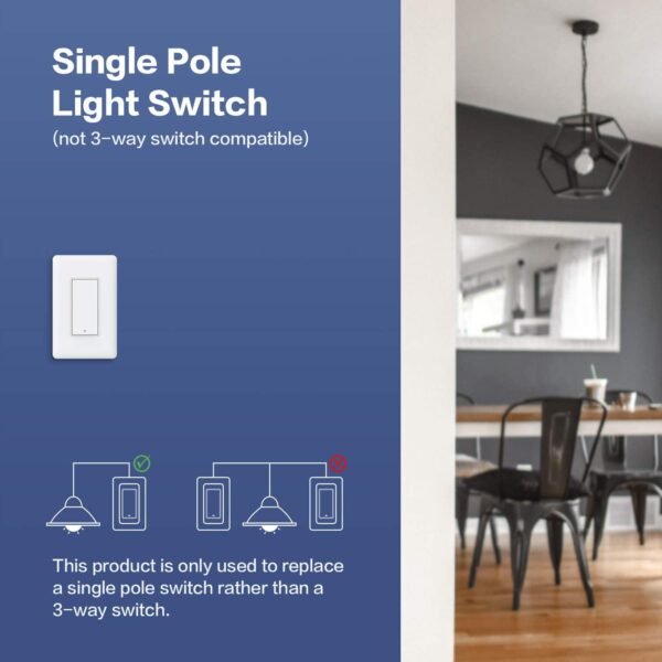 Aqara Smart Light Switch (No Neutral, Single Rocker), Requires AQARA HUB, Zigbee Light Switch, Remote Control and Smart Home Automation, Compatible with HomeKit, Google, Works with Alexa, SmartThings - Image 5