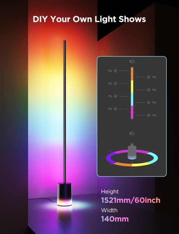 Govee Floor Lamp 2 with Matter, RGBIC Warm Cool White LED Floor Lamp Works with Alexa, 1725lm Corner Floor Lamp with Music Sync, Scene Modes, Smart Floor Lamp for Bedroom, Living Room, Black(1 Pack) - Image 5