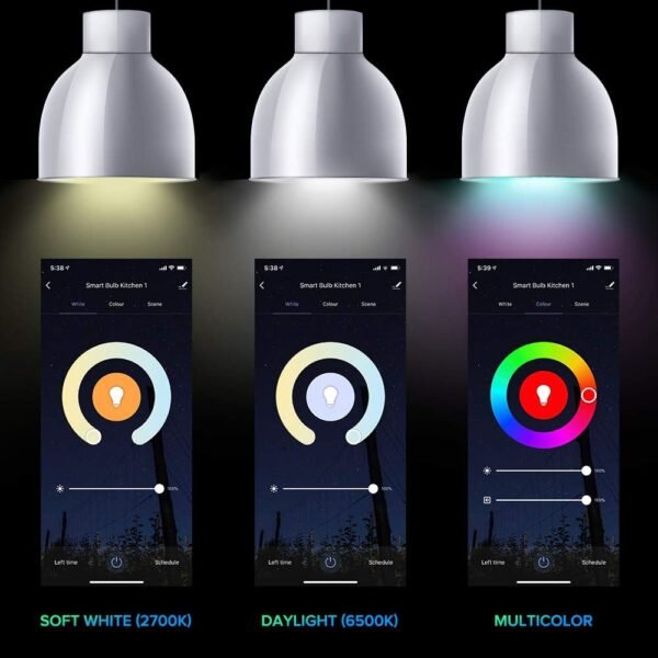 4Pcs Smart Light Bulbs 1600 Lumens WiFi LED Color Changing A21 Bulb 100W Equivalent Dimmable 2700K-6500K RGBCW, Tunable White Works with Alexa, Google Home 2.4Ghz Only, No Hub Required (4) - Image 3