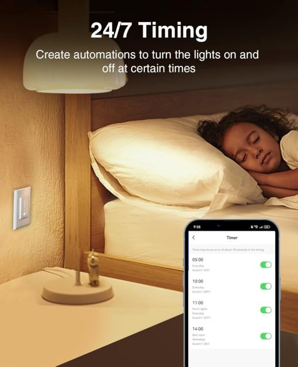 Ghome Smart Dimmer Switch Single Pole 2.4GHz Wi-Fi Smart Switch Dimmer Smart Light Switch Dimmer WiFi Switch Smart Dimmer Light Switch Compatible with Alexa and Google Home, White 1 Pack - Image 7