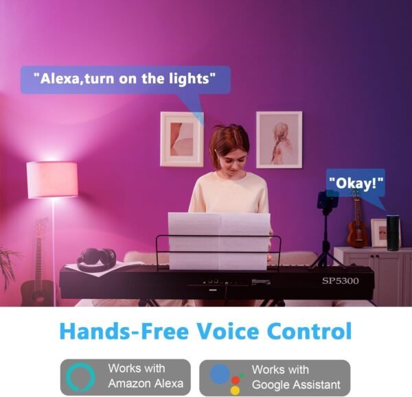 dalattin A19 Smart Bulb, WiFi RGBCW Color Changing Light Bulb, Led Light Bulb Compatible with Alexa & Google Assistant, E26 Led Bulb 60 Watt Equi, 800LM, 2.4GHz, 2 Pack - Image 6