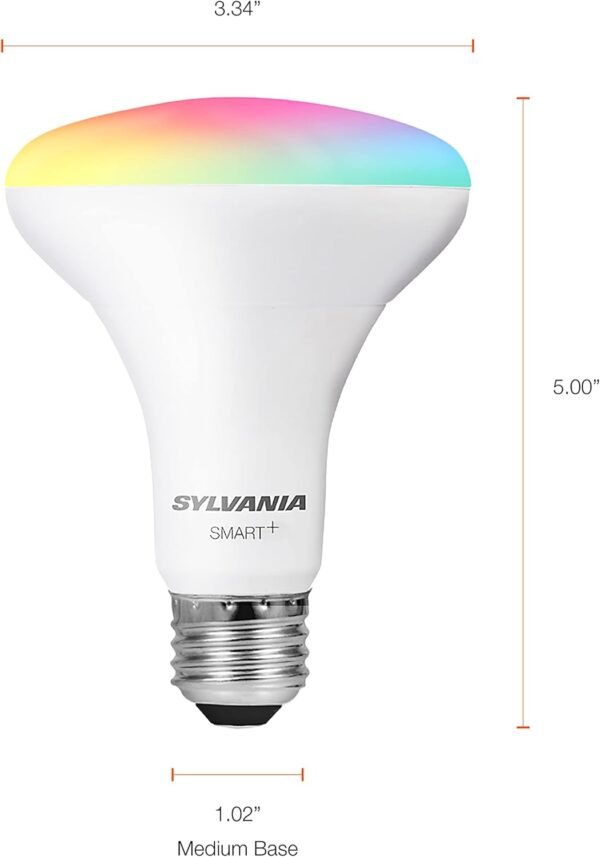 SYLVANIA Wifi LED Smart Light Bulb, 65W Equivalent Full Color and Tunable White BR30, Dimmable, Compatible with Alexa and Google Home Only - 4 Count (Pack of 1) (75688) - Image 6