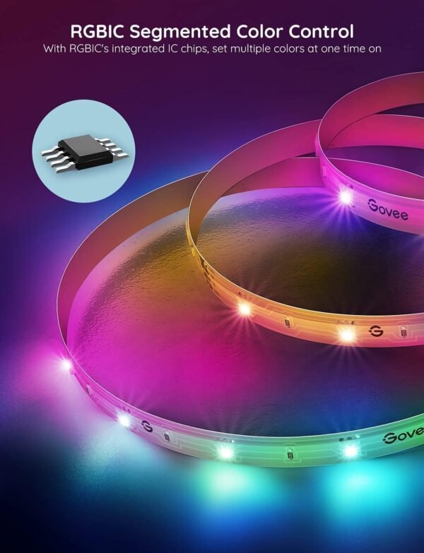 Govee RGBIC Alexa LED Strip Light 32.8ft, Smart WiFi LED Lights Work with Alexa and Google Assistant, Segmented DIY, Music Sync, Color Changing LED Strip Lights for Room, Kitchen, Desk, Holiday - Image 7