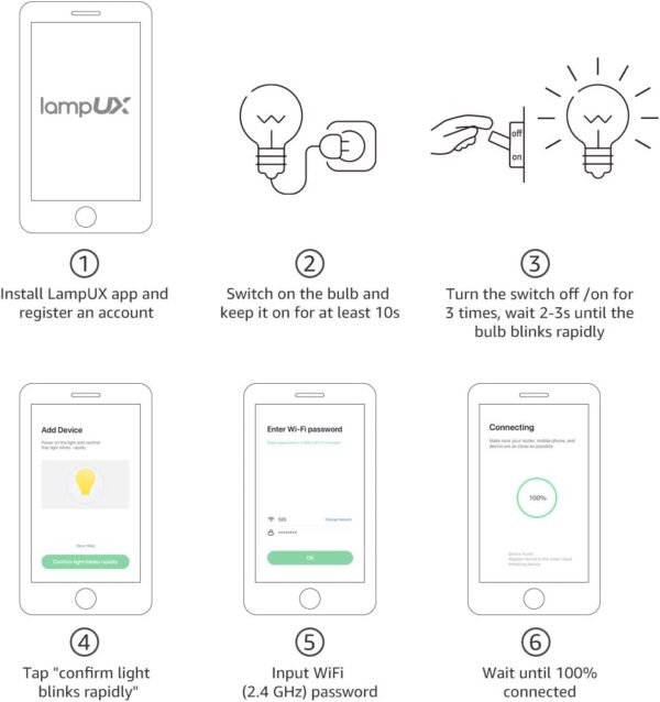 Lighting EVER LED Smart Light Bulbs, Compatible with Alexa and Google Assistant, 60 Watt Equivalent, Dimmable with App (Not Support Traditional Dimmers), Warm White 2700K, A19 E26, 2.4GHz WiFi Only - Image 7