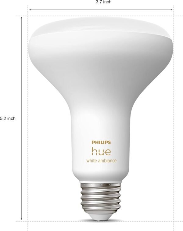 Philips Hue White Ambiance BR30 LED Smart Bulbs (Bluetooth Compatible), Compatible with Alexa, Google Assistant, and Apple HomeKit, 2-Pack - Image 3