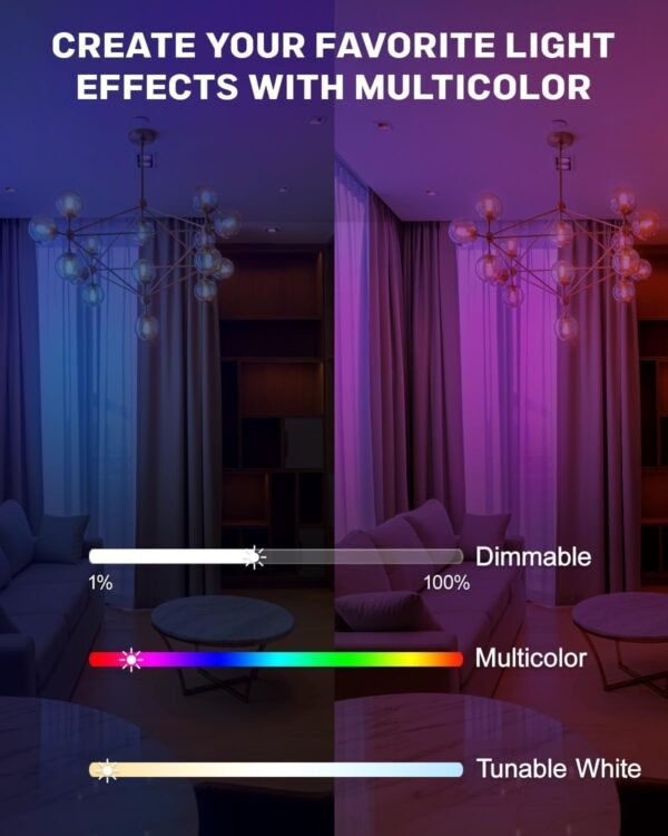 G9 Smart Light Bulb, Compatible with Alexa and Google Assistant, Color Changing Smart Led Bulbs, Dimmable and Tunable, Pack of 2 - Image 5
