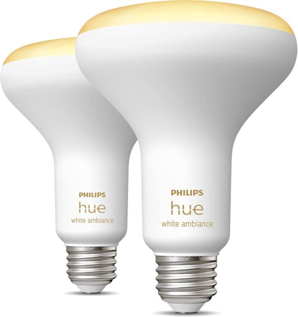 Philips Hue White Ambiance BR30 LED Smart Bulbs (Bluetooth Compatible), Compatible with Alexa, Google Assistant, and Apple HomeKit, 2-Pack - Image 2
