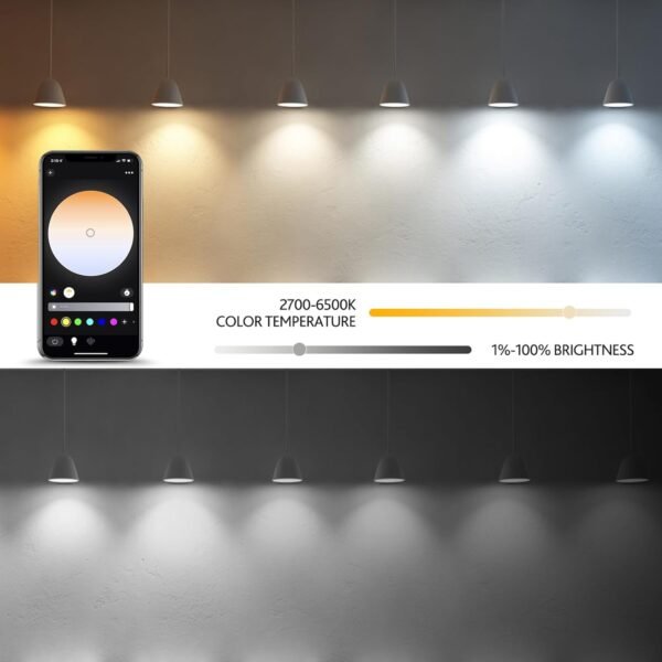Smart Light Bulbs with Remote, 16M Colors RGBW Dimmable WiFi Bluetooth Smart Bulbs Led Color Changing Light Bulbs Compatible with Alexa Google Home, A19, E26 9W 800 Lumens Equivalent 60W (2) - Image 5