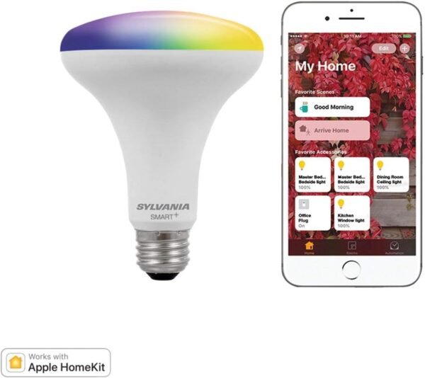 SYLVANIA General Lighting 74988 SMART+ BR30 Full Color LED Bulb, Works with Apple HomeKit and Siri Voice Control, 1 Pack, Adjustable White - Image 3