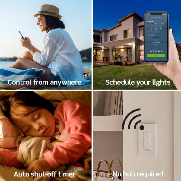 Leviton Decora Smart Switch, Wi-Fi 2nd Gen, Neutral Wire Required, Works with Matter, My Leviton, Alexa, Google Assistant, Apple Home/Siri & Wired or Wire-Free 3-Way, D215S-1RW, White - Image 3