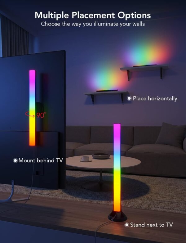 Govee RGBIC Light Bars, 15 Inches WiFi TV Backlight Suitable for 45-70 inch TVs, Smart Light Bars with Multiple Placement Options, Work with Alexa and Google Assistant, Black - Image 6