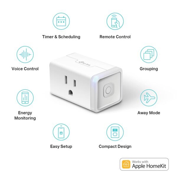 Kasa Smart Plug Mini 15A, Apple HomeKit Supported, Smart Outlet Works with Siri, Alexa & Google Home, UL Certified, App Control, Scheduling, Timer, 2.4G WiFi Only, 4 Count (Pack of 1) (EP25P4), White - Image 4