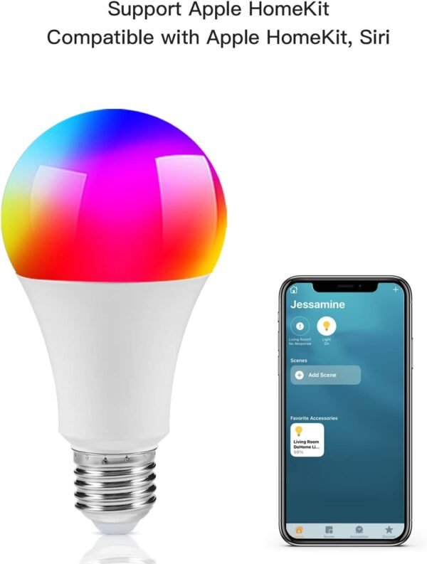 Smart Light Bulbs Work with Apple HomeKit, WiFi LED Light Bulb Multicolor Smart Bulbs Compatible with Siri, Alexa, Google Assistant - Image 7