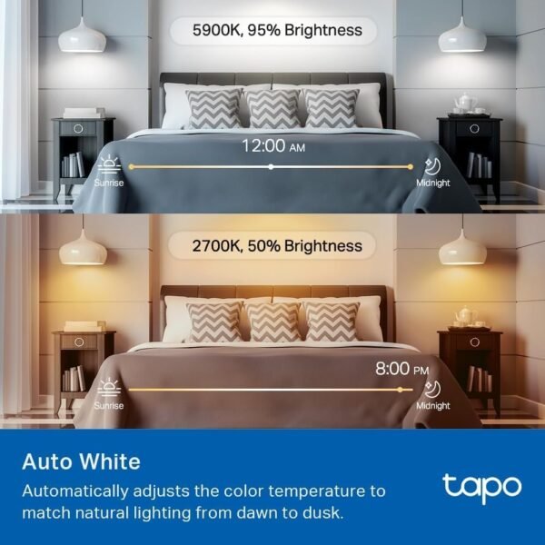 Tapo TP-Link Smart Light Bulbs, 1100 Lumens High Brightness (75W Equivalent), Matter-Certified, 16M Colors WiFi Light Bulb, Dimmable, Works w/Siri, Alexa & Google Home, A19 E26, L535E(2-Pack) - Image 9