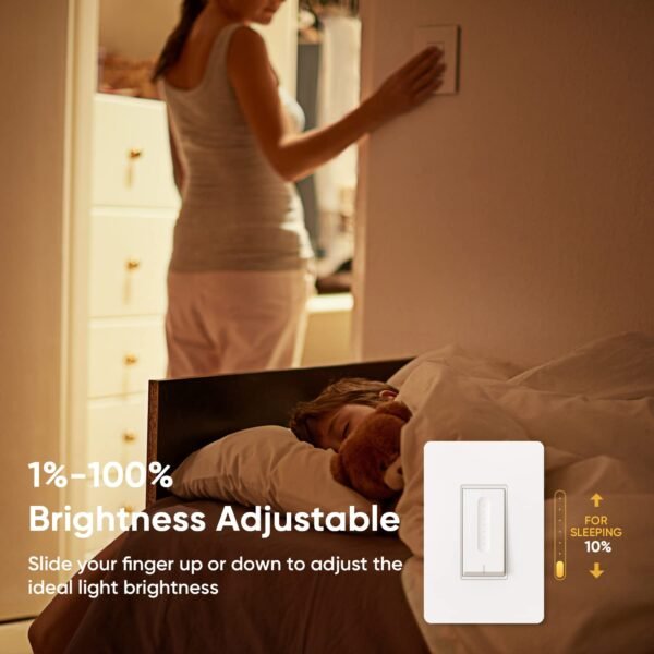 TREATLIFE Smart Dimmer Switch 4 Pack, Smart Switch Works with Alexa and Google Home, 2.4GHz WiFi Dimmer Light Switch for LED, CFL, Incandescent Bulbs, Neutral Wire Required, Single Pole - Image 6