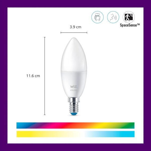 WiZ 40W B12 Color LED Smart Candle-Shaped Bulb - Pack of 1 - E26- Indoor - Connects to Your Existing Wi-Fi - Control with Voice or App + Activate with Motion - Matter Compatible - Image 2