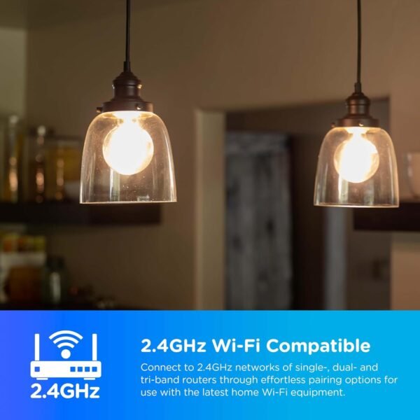 Enbrighten Vibe Smart Light Bulb, G25 with Filament, Dimmable, 2700K Warm White, Works with Alex and Google Home, Wi-Fi Light Bulb, 51344 - Image 6