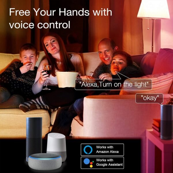 phopollo Smart Light Bulbs, RGBCW WiFi Multicolor Led Light Bulbs Compatible with Alexa & Google Home Assistant, A19 E26 9W 60W Equivalent 800Lumen, App Control, No Hub Required, 6 Pack - Image 2