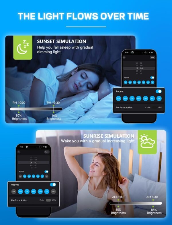 Smart Light Bulbs 4Pack with Remote, A19 E26 800LM LED Color Changing Light Bulb, WiFi & Bluetooth 5.0, Warm to Cool White, Dimmable, RGB Smart Home Lighting Work with Alexa Google Assistant - Image 5