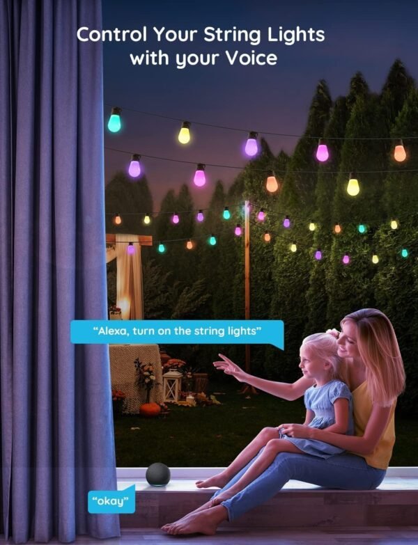 Govee Smart Outdoor String Lights H7020, RGBIC Warm White 48ft LED Bulbs for Outdoor Decor, WiFi Patio Lights Work with Alexa, Google Assistant, APP Control, IP65 Waterproof - Image 6