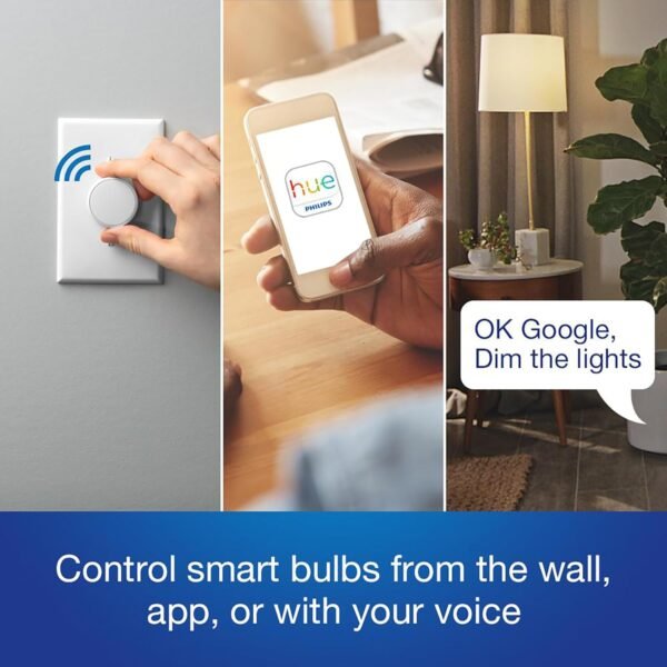 Lutron Aurora Smart Bulb Dimmer Switch | for Philips Hue Smart Bulbs | Z3-1BRL-WH-L0 | White - Image 3
