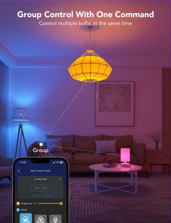 Govee Smart Light Bulbs, 1200 Lumens Dimmable BR30 Bulbs, RGBWW Color Changing Light Bulbs, WiFi & Bluetooth LED Bulbs, 16 Million Colors, Music Sync, Compatible with Alexa, Google Assistant, 1 Pack - Image 9