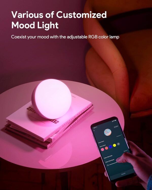 Hifree Smart Table Lamp, Dimmable Desk Lamp with App/Voice Control, LED RGB Color Changing Touch Lamp, Night Light for Bedroom Compatible with Alexa - Image 4