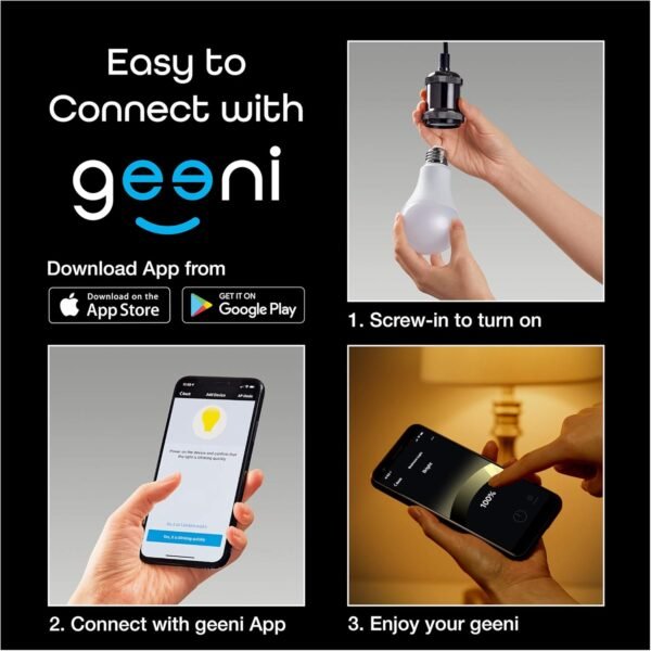 Geeni Smart LED Bulb – WiFi Dimmable Soft White 800 Lumens, Voice Control with Alexa & Google Assistant, Energy Efficient, Works with iOS/Android - Image 8