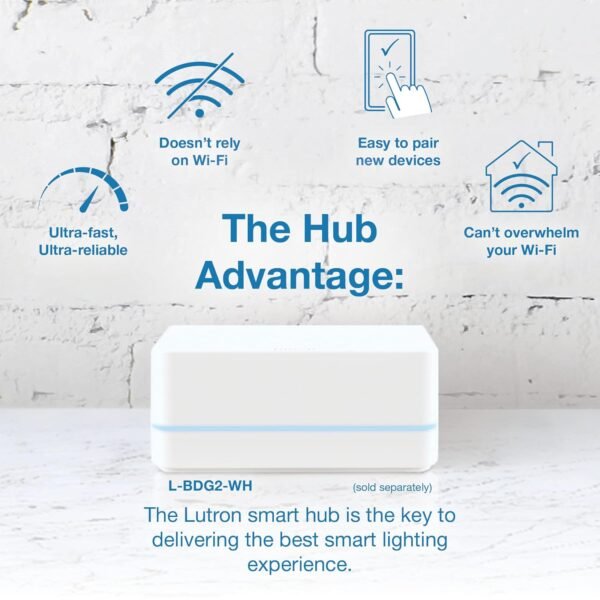 Lutron Caseta Smart Lighting Original Dimmer Switch, for Light Bulbs, Works w/ Alexa, Apple Homekit, Google Home (Hub Required), 150W Single-Pole/3-Way, No Neutral Required, PD-6WCL-WH, White - Image 6