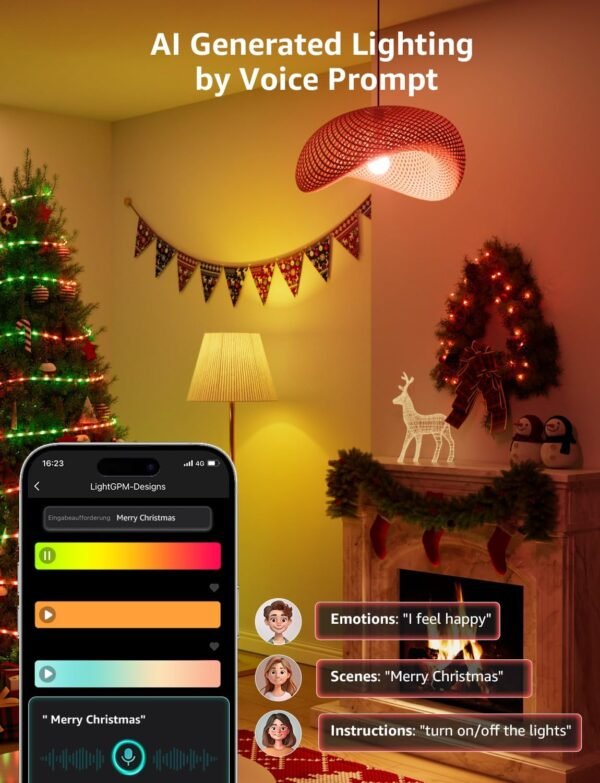 Lepro B2 AI Smart Light Bulbs - 1100LM WiFi & Bluetooth RGBWW Color Changing LED Bulb, Works with Alexa & Google Assistant, AI Generated Lighting, AI Voice Control, Music Sync, 2.4GHz Only, 2 Pack - Image 4